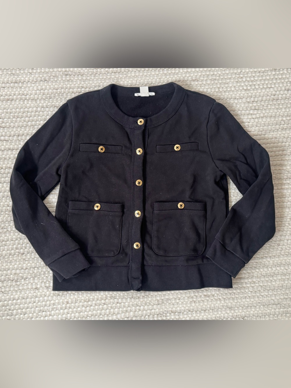 CREWCUTS by J Crew Girls Black Sweatshirt Cardigan Jacket - Size Small